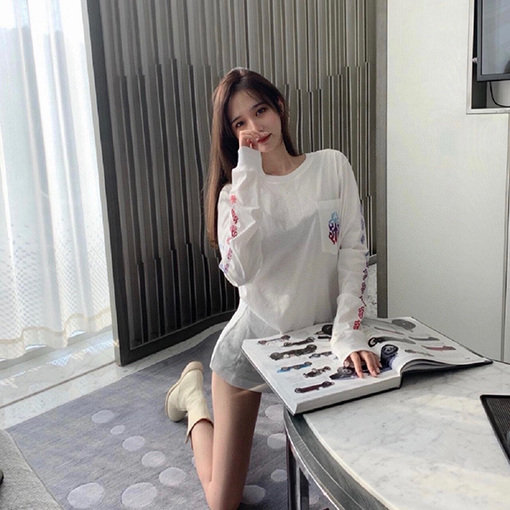 クロムハーツコピー ファッションクルーネックプリント長袖Tシャツ
