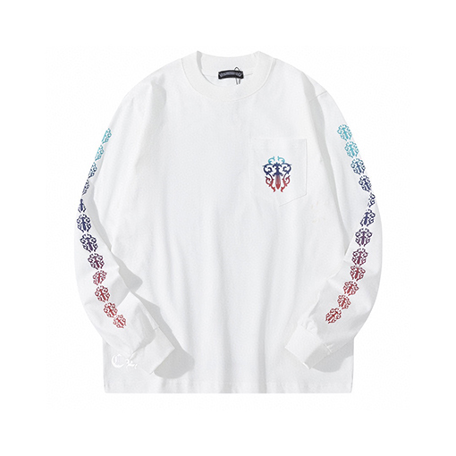 クロムハーツコピー ファッションクルーネックプリント長袖Tシャツ