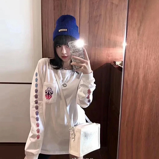 クロムハーツコピー ファッションクルーネックプリント長袖Tシャツ