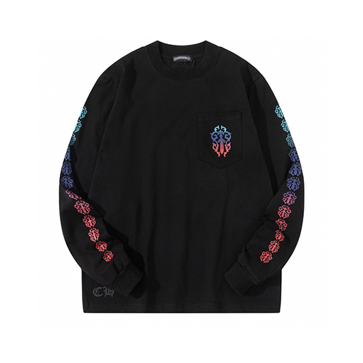 クロムハーツコピー ファッションクルーネックプリント長袖Tシャツ