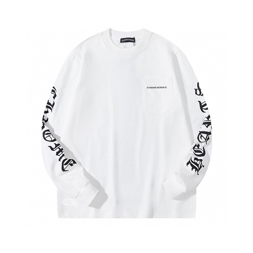 クロムハーツ秋冬のラウンドネックプリント長袖Tシャツ