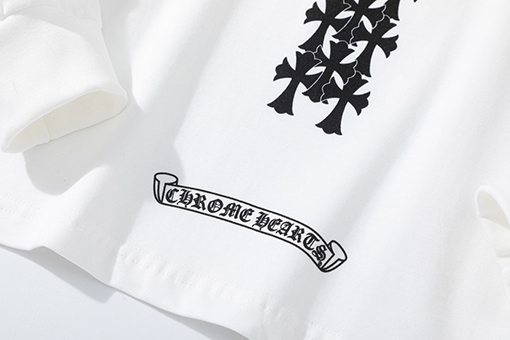 クロムハーツ秋冬のラウンドネックプリント長袖Tシャツ