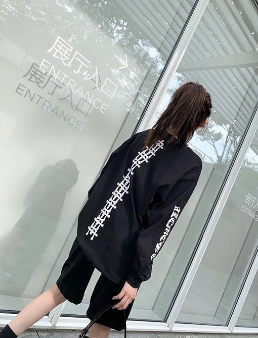 クロムハーツ秋冬のラウンドネックプリント長袖Tシャツ