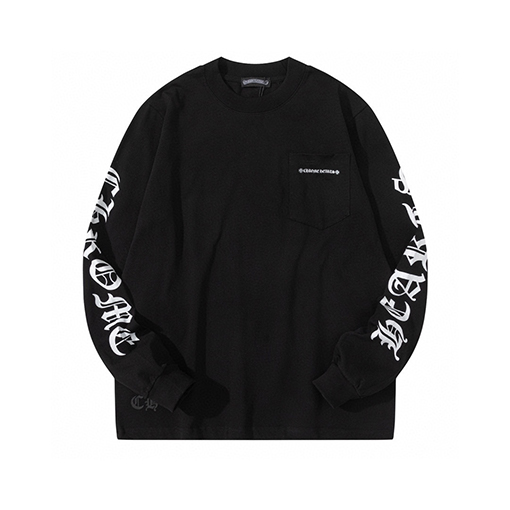クロムハーツ秋冬のラウンドネックプリント長袖Tシャツ