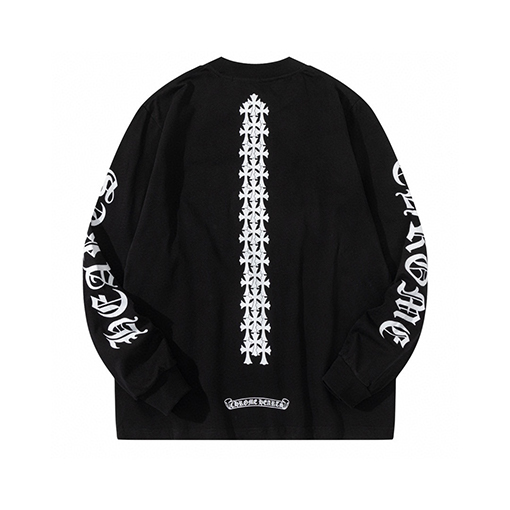 クロムハーツ秋冬のラウンドネックプリント長袖Tシャツ