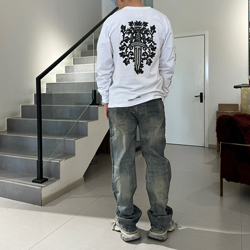 クロムハーツクルーネックプリント長袖Tシャツ