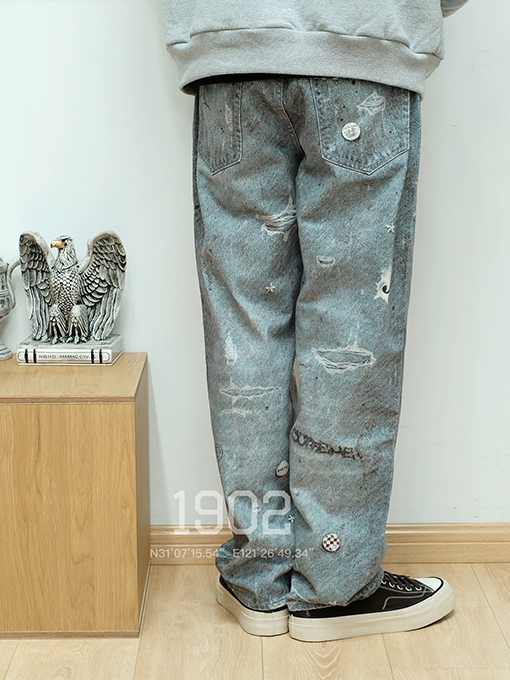 シュプリーム FW 24コラボレーションHJR TROMPE L'OEIL LOOSE FIT JEANヴィンテージ3 Dプリントジーンズ