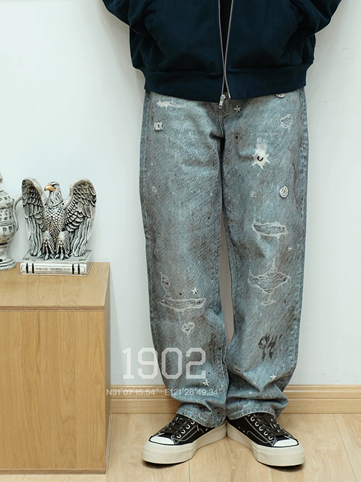 シュプリーム FW 24コラボレーションHJR TROMPE L'OEIL LOOSE FIT JEANヴィンテージ3 Dプリントジーンズ