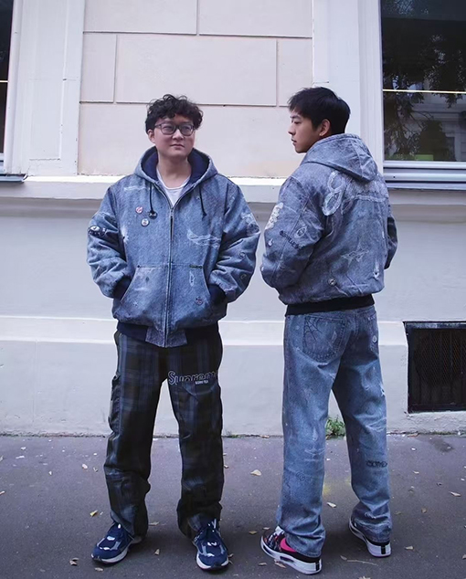 シュプリーム FW 24コラボレーションHJR TROMPE L'OEIL LOOSE FIT JEANヴィンテージ3 Dプリントジーンズ