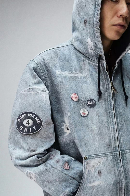 SUPREME FW24コラボレーションHJR TROMPE L'OEIL HOODED WORK JACKET古着3Dデジタルプリントコットンジャケット