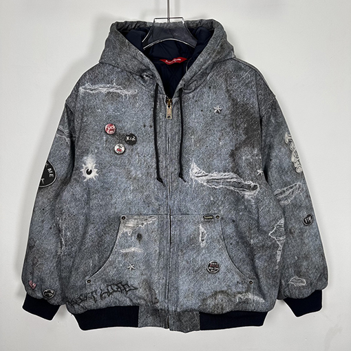 SUPREME FW24コラボレーションHJR TROMPE L'OEIL HOODED WORK JACKET古着3Dデジタルプリントコットンジャケット
