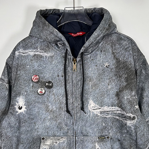 SUPREME FW24コラボレーションHJR TROMPE L'OEIL HOODED WORK JACKET古着3Dデジタルプリントコットンジャケット