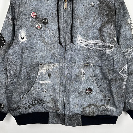 SUPREME FW24コラボレーションHJR TROMPE L'OEIL HOODED WORK JACKET古着3Dデジタルプリントコットンジャケット