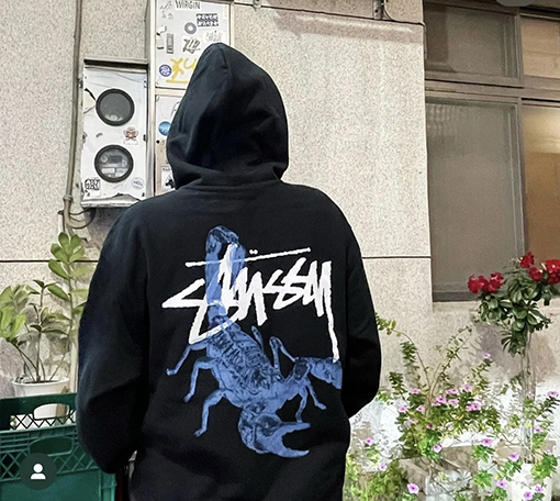 ステューシーコピー SCORPION ZIP HOODIEスコーピオンプリントジッパーフリースパーカー