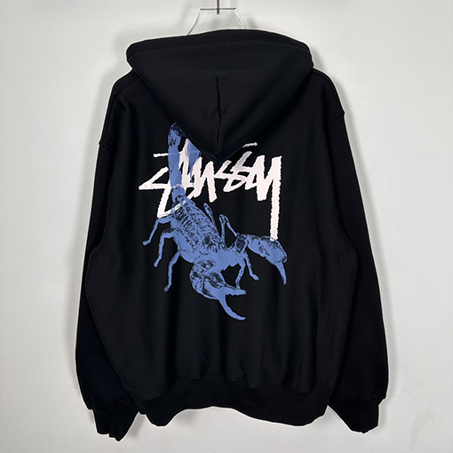 ステューシーコピー SCORPION ZIP HOODIEスコーピオンプリントジッパーフリースパーカー