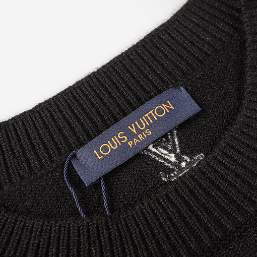 ルイヴィトン SS24フィドン連名ロゴ刺繍ラウンドネックプルオーバー長袖セーター