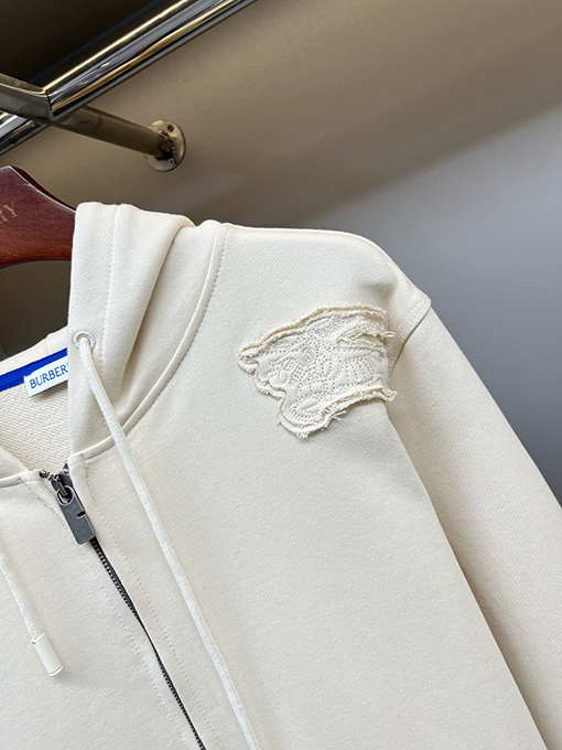 バーバリー新しい刺繍ラベリングコットンスウェットジップジャケット