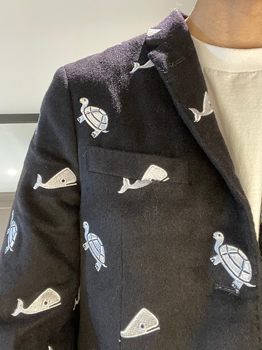 トムブラウンTBクジラウミガメショーのカシミヤカジュアルスーツジャケット