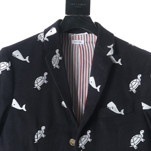 トムブラウンTBクジラウミガメショーのカシミヤカジュアルスーツジャケット