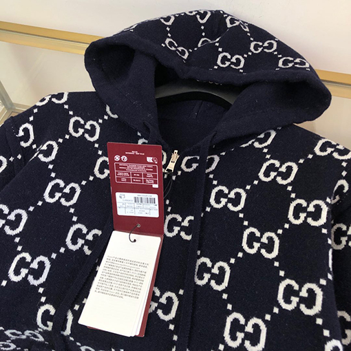グッチGUCCIスーパーコピーリバーシブルGGウールフードジップアップジャンパー