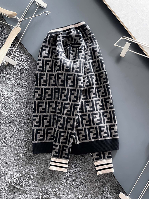 フェンディ ニット刺繍文字ファッションクルーネックプルオーバーセーター