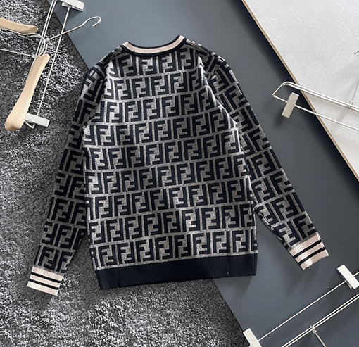 フェンディ ニット刺繍文字ファッションクルーネックプルオーバーセーター