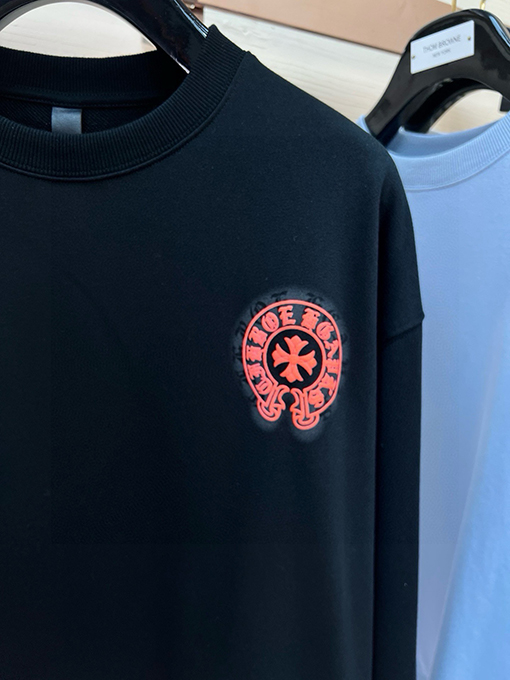 クロムハーツスーパーコピーレザーカード刺繍文字コットン長袖Tシャツ