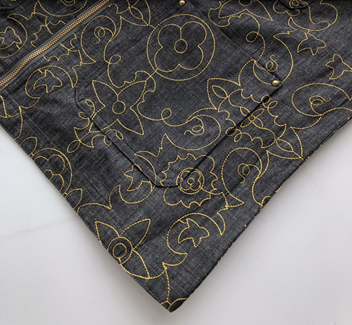 ルイヴィトン 新しいブラックゴールド刺繍デニムワークジャケット