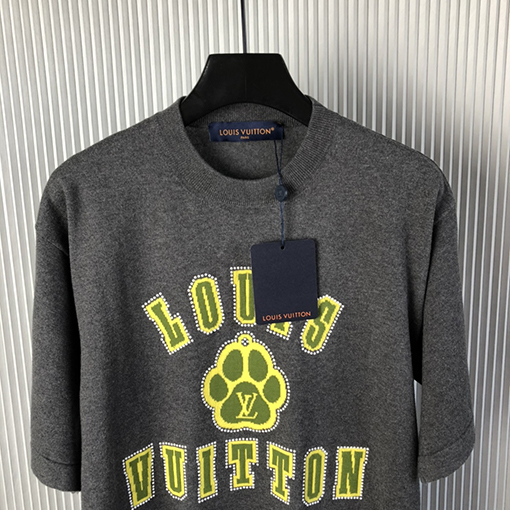 ルイヴィトンコピー 新しいコットン半袖ラウンドネックニットTシャ