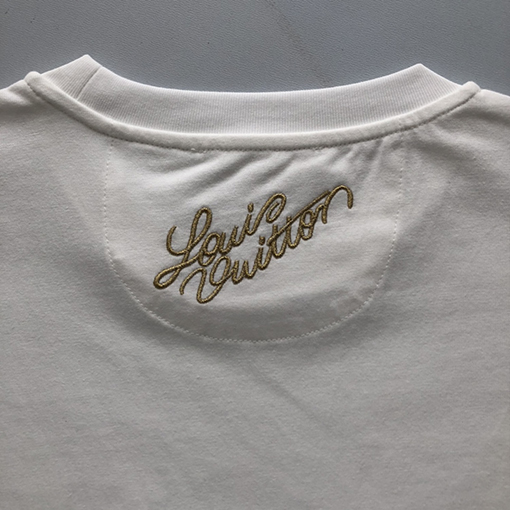 ルイヴィトン 新しいダブルドッグプリント装飾ディテールコットン半袖Tシャツ