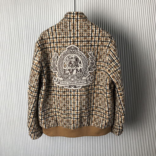 ルイヴィトン 新作MONOGRAMウール千鳥格子ハリントンブルゾンジャケット