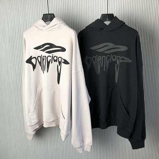 バレンシアガ3B LIQUIFIED HOODIEアルファベット溶けパーカー