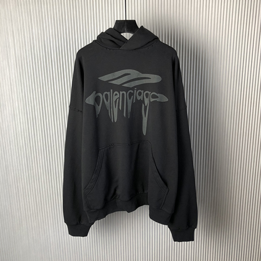バレンシアガ3B LIQUIFIED HOODIEアルファベット溶けパーカー