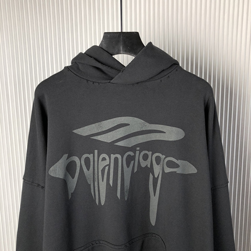 バレンシアガ3B LIQUIFIED HOODIEアルファベット溶けパーカー