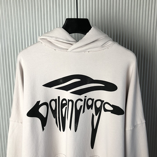 バレンシアガ3B LIQUIFIED HOODIEアルファベット溶けパーカー