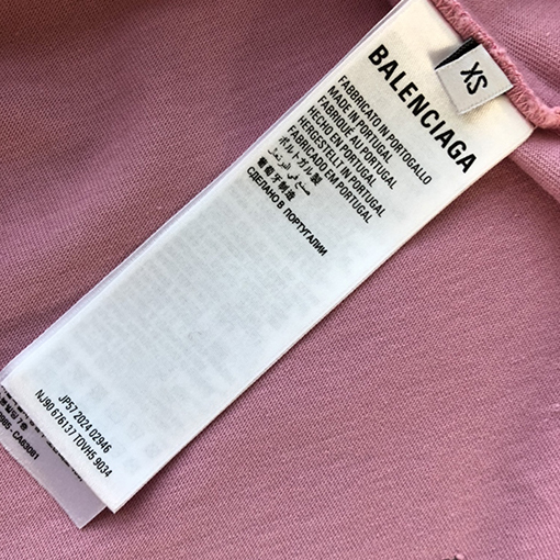 バレンシアガ新しいFruityフェードピンクヴィンテージ平織りニットミディアムサイズ半袖Tシャツ