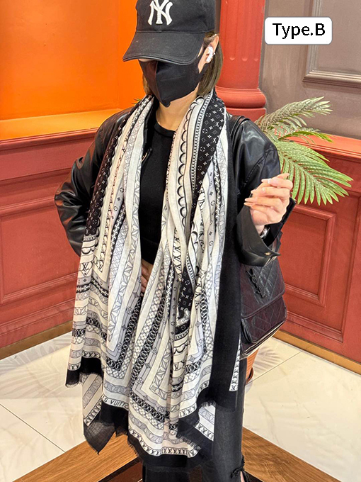 ルイヴィトン薄いカシミヤの長いスカーフ