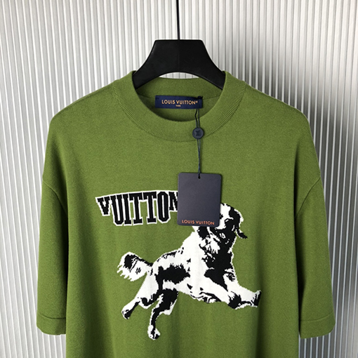 ルイヴィトン新しいコットン半袖ラウンドネックニットTシャツ