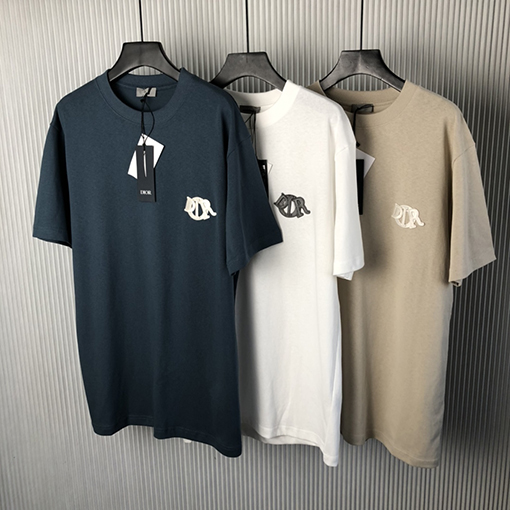 ディオール新しい刺繍ロゴ半袖Tシャツ