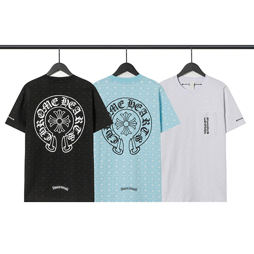 クロムハーツ馬蹄柄クロス半袖カジュアルTシャツ