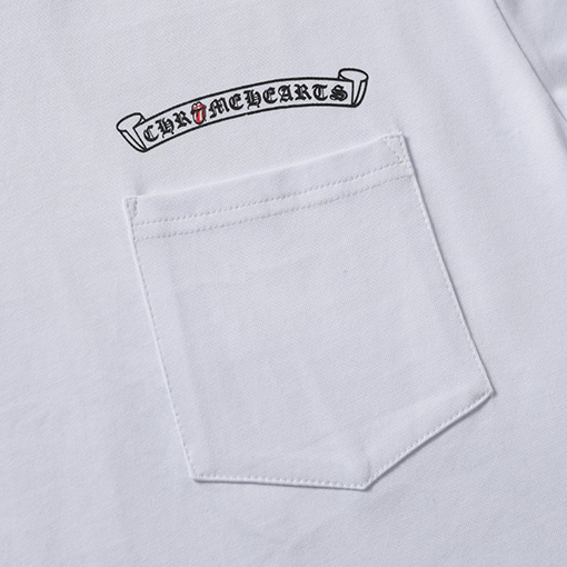 クロムハーツサンスクリットローリングストーン小さな舌赤LasVegasネック半袖Tシャツ