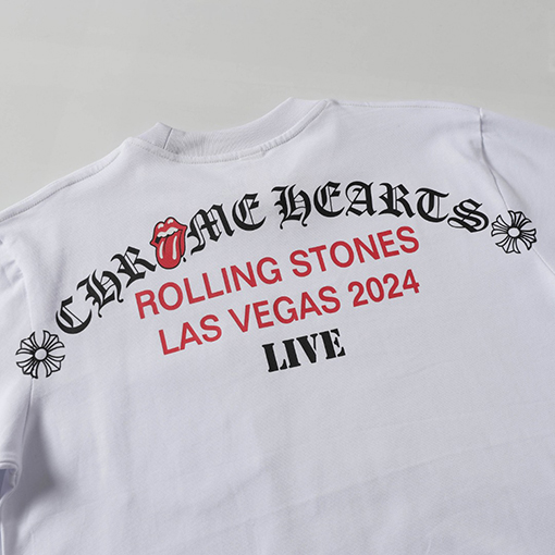 クロムハーツサンスクリットローリングストーン小さな舌赤LasVegasネック半袖Tシャツ
