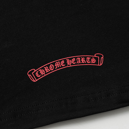 クロムハーツサンスクリットローリングストーン小さな舌赤LasVegasネック半袖Tシャツ