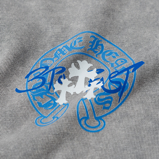クロムハーツゴーストホースシューサンスクリットクロスプリント半袖Tシャツ