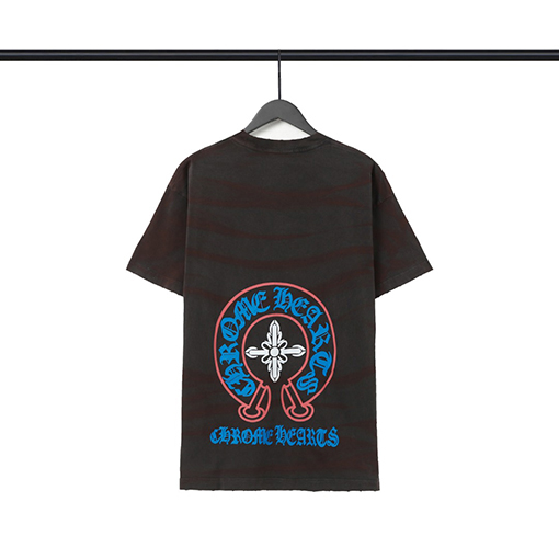 クロムハーツゴーストホースシューサンスクリットクロスプリント半袖Tシャツ