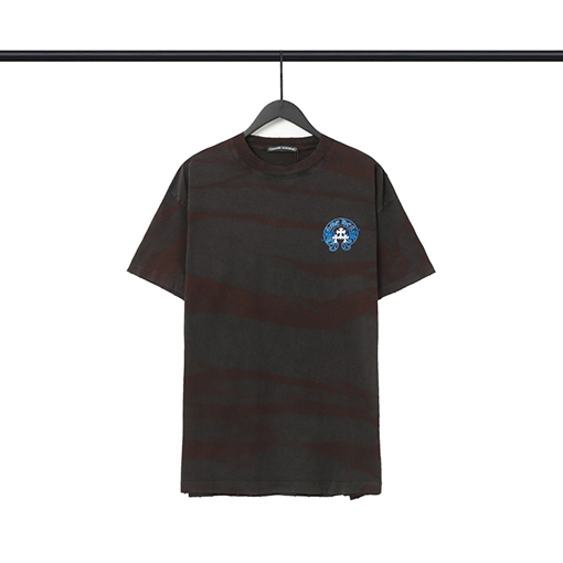 クロムハーツゴーストホースシューサンスクリットクロスプリント半袖Tシャツ