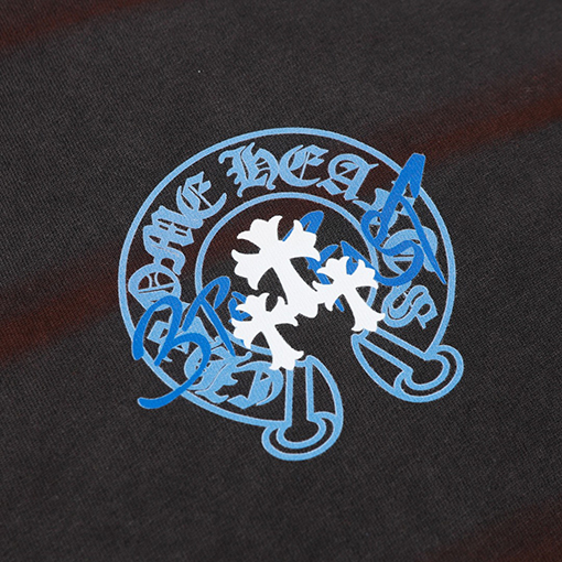 クロムハーツゴーストホースシューサンスクリットクロスプリント半袖Tシャツ