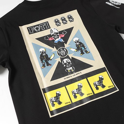 クロムハーツ落書きプリントスカル兵士Tシャツ