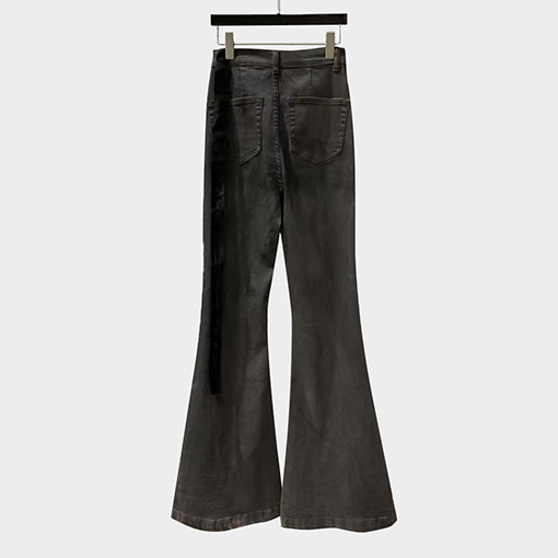 リックオウエンスロングウォッシュライムトランペットデニムパンツ