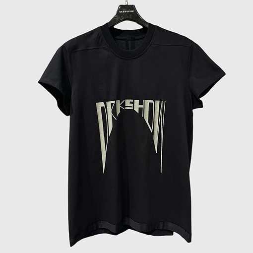 リックオウエンス レディースアルファベットプリントクルーネック半袖コットンニットTシャツ